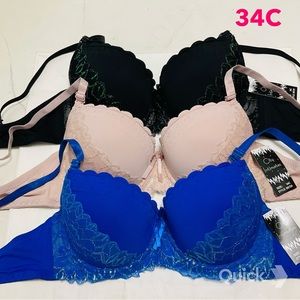 34C - NWT 3 pcs Floral Lace Contour Bras
